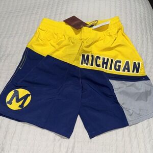 MICHIGAN WOLVERINES NCAA MITCHELL & NESS NYLON SHORTS NWT Men's M Athleisure
